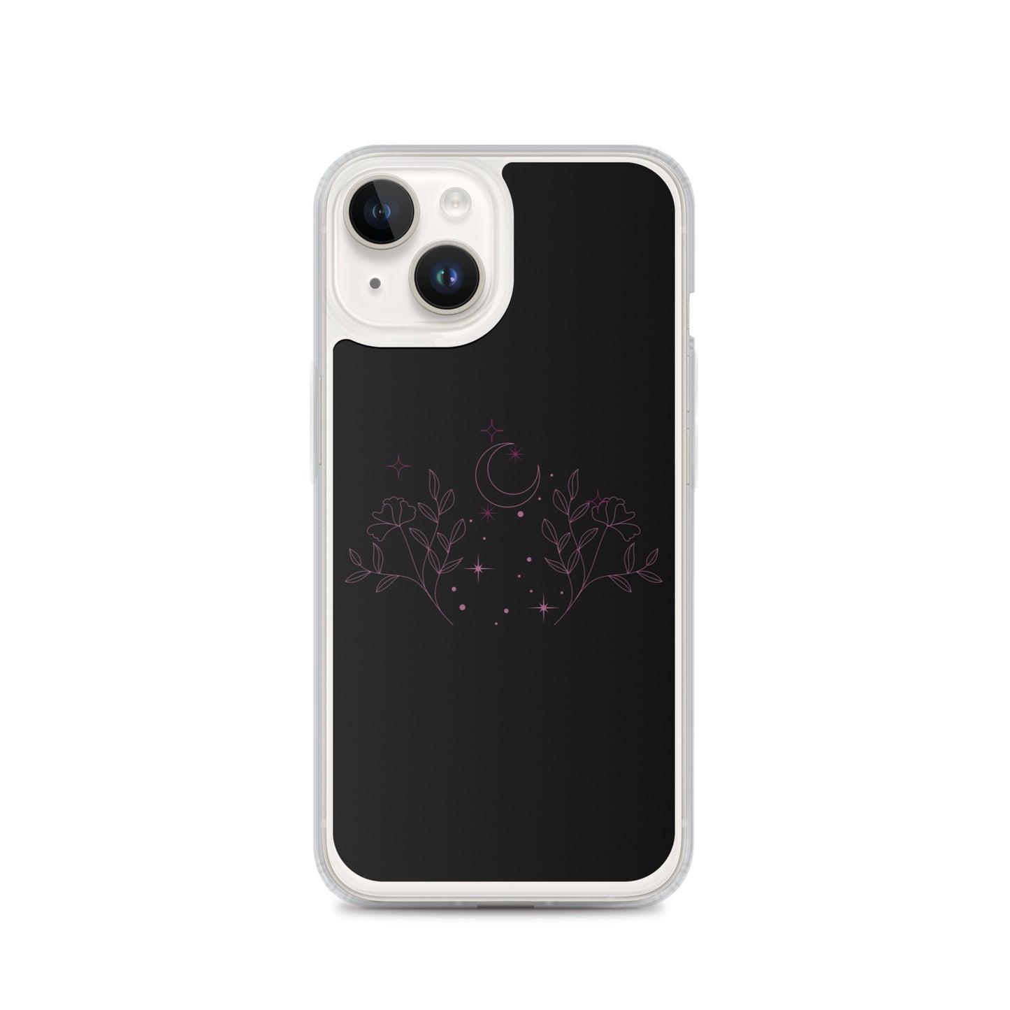 Flower Moon Black Warm Pink Clear Case for iPhone®