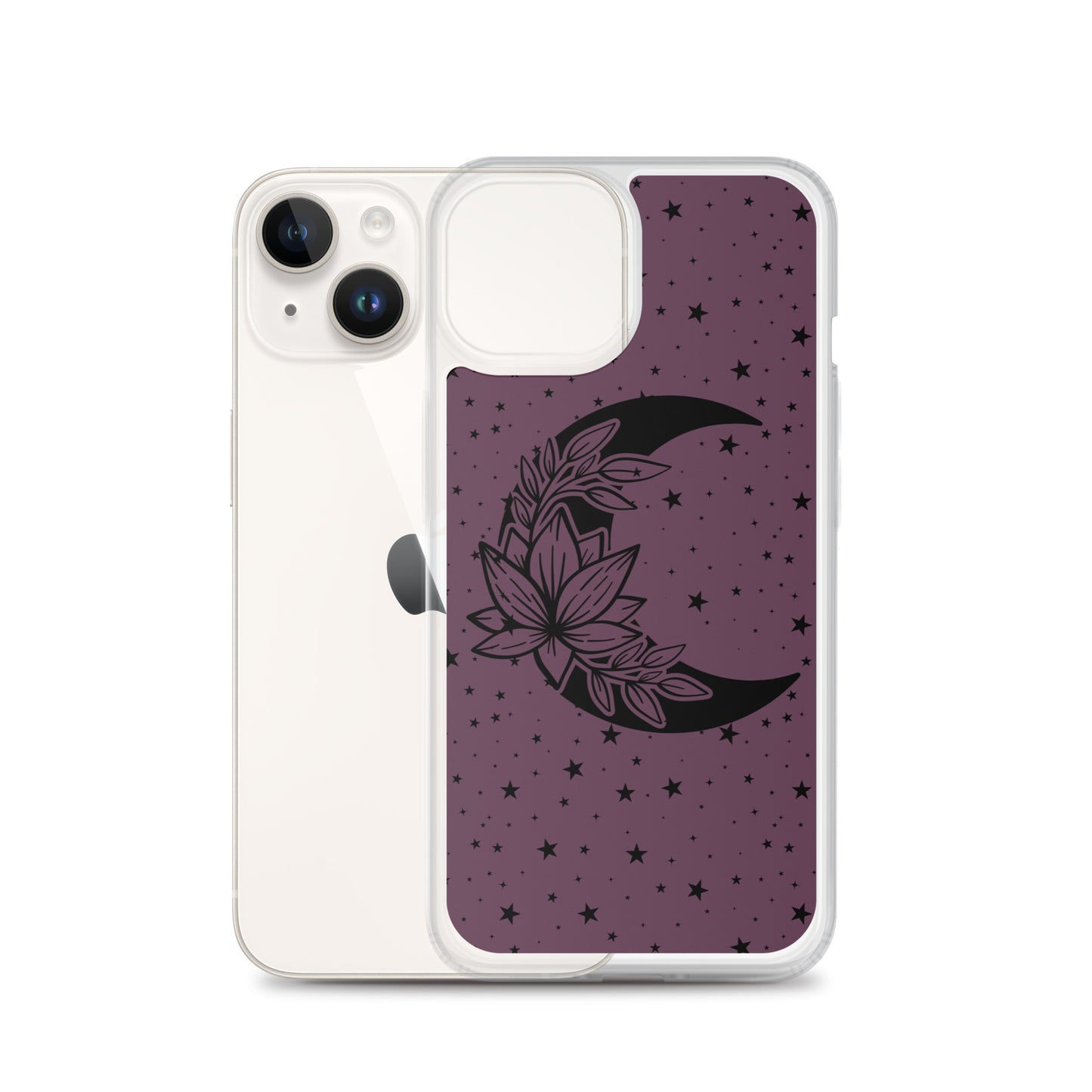 Floral Moon Star Purple Play Clear Case for iPhone®