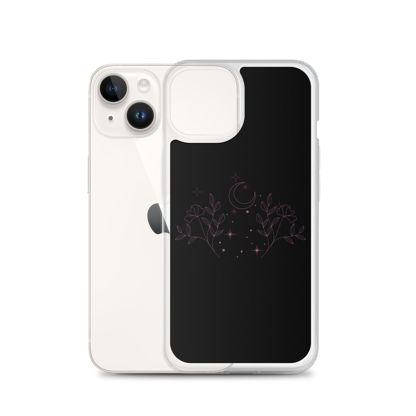 Flower Moon Black Warm Pink Clear Case for iPhone®