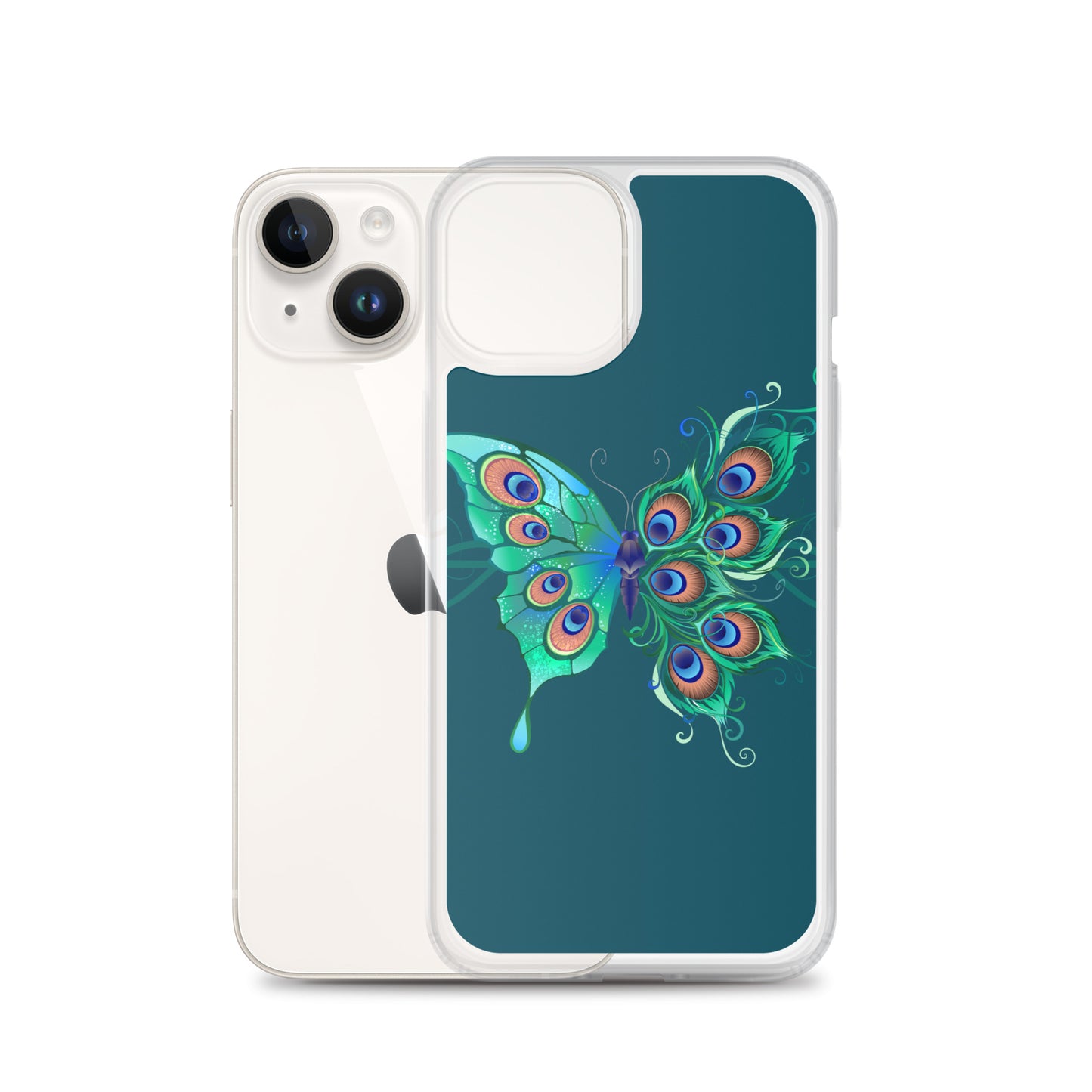 Peacock Butterfly Astronaut Blue Clear Case for iPhone®