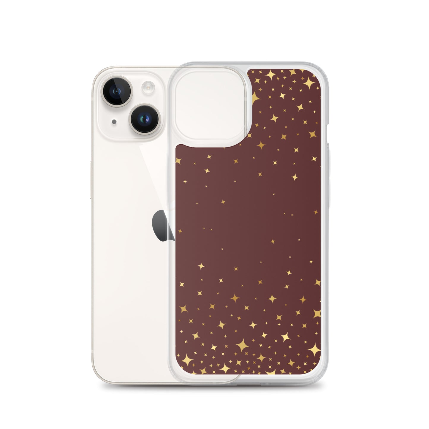 Burgundy Gold Star Clear Case for iPhone®