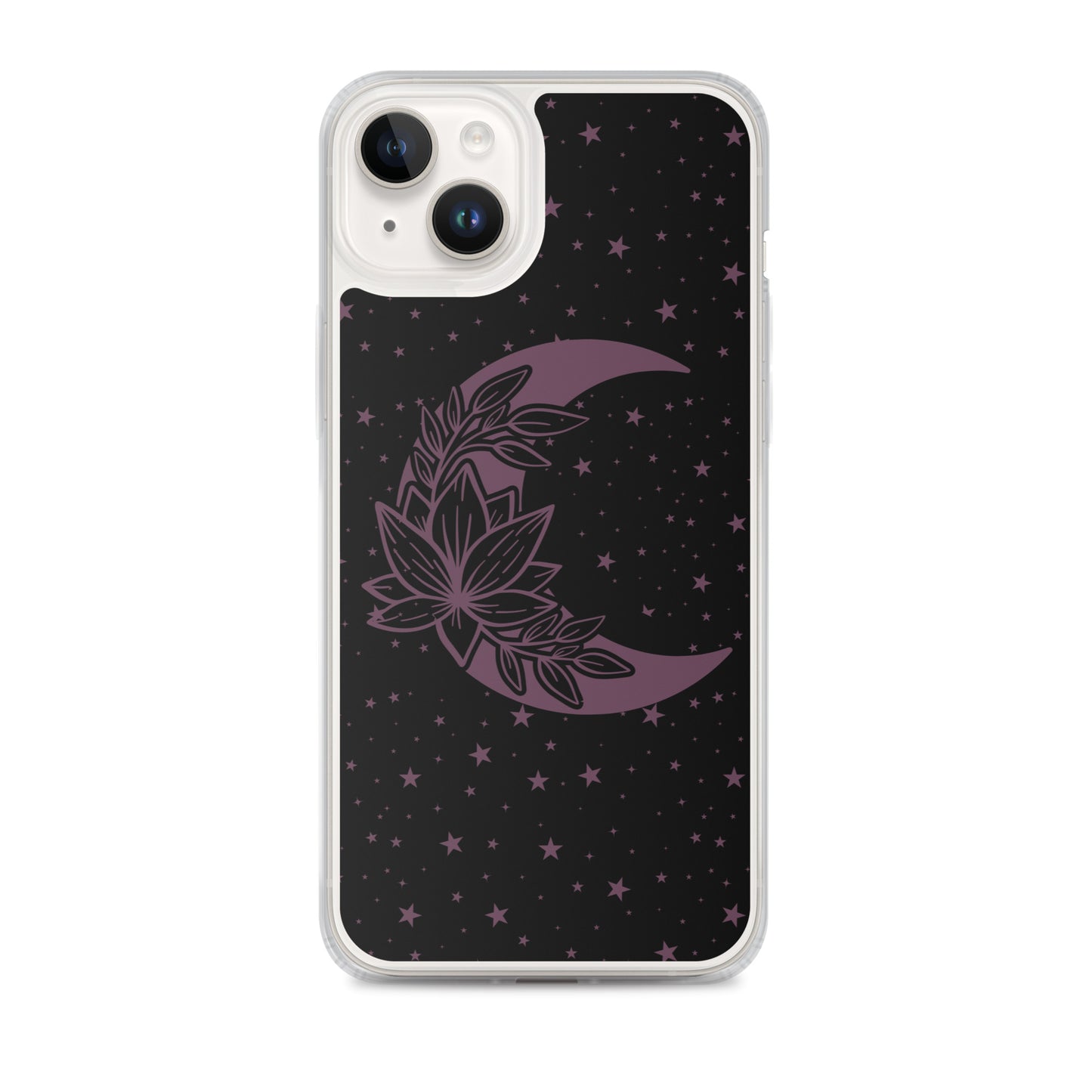 Floral Moon Star Black Purple Play Clear Case for iPhone®