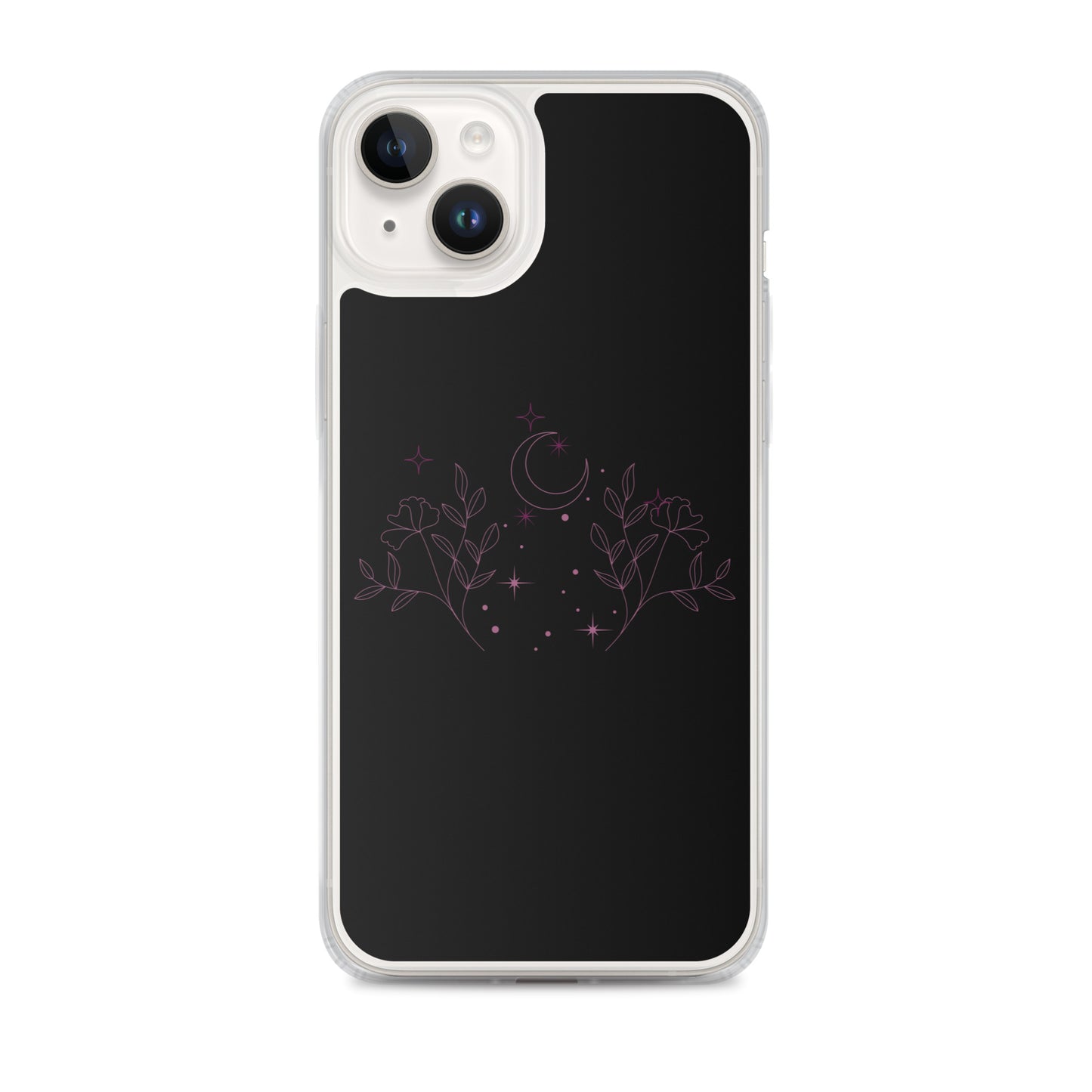 Flower Moon Black Warm Pink Clear Case for iPhone®