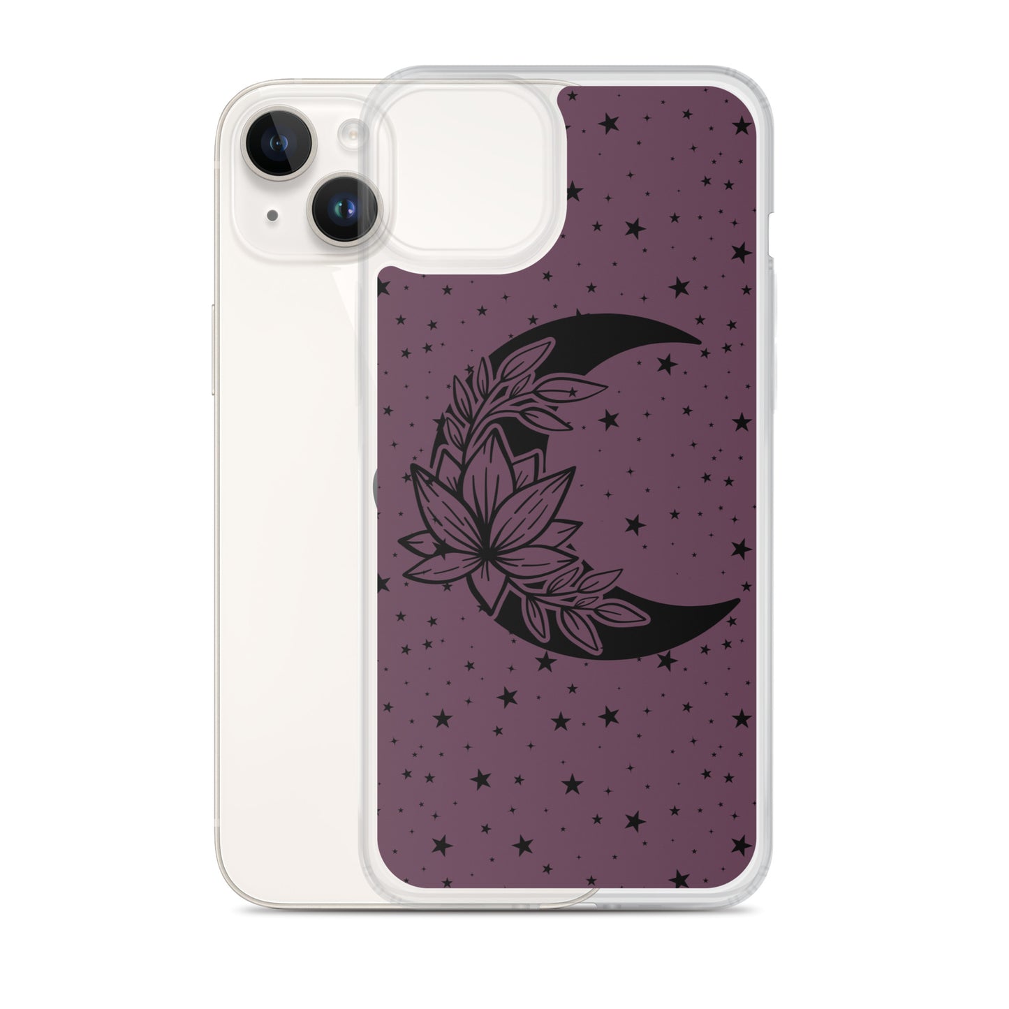 Floral Moon Star Purple Play Clear Case for iPhone®