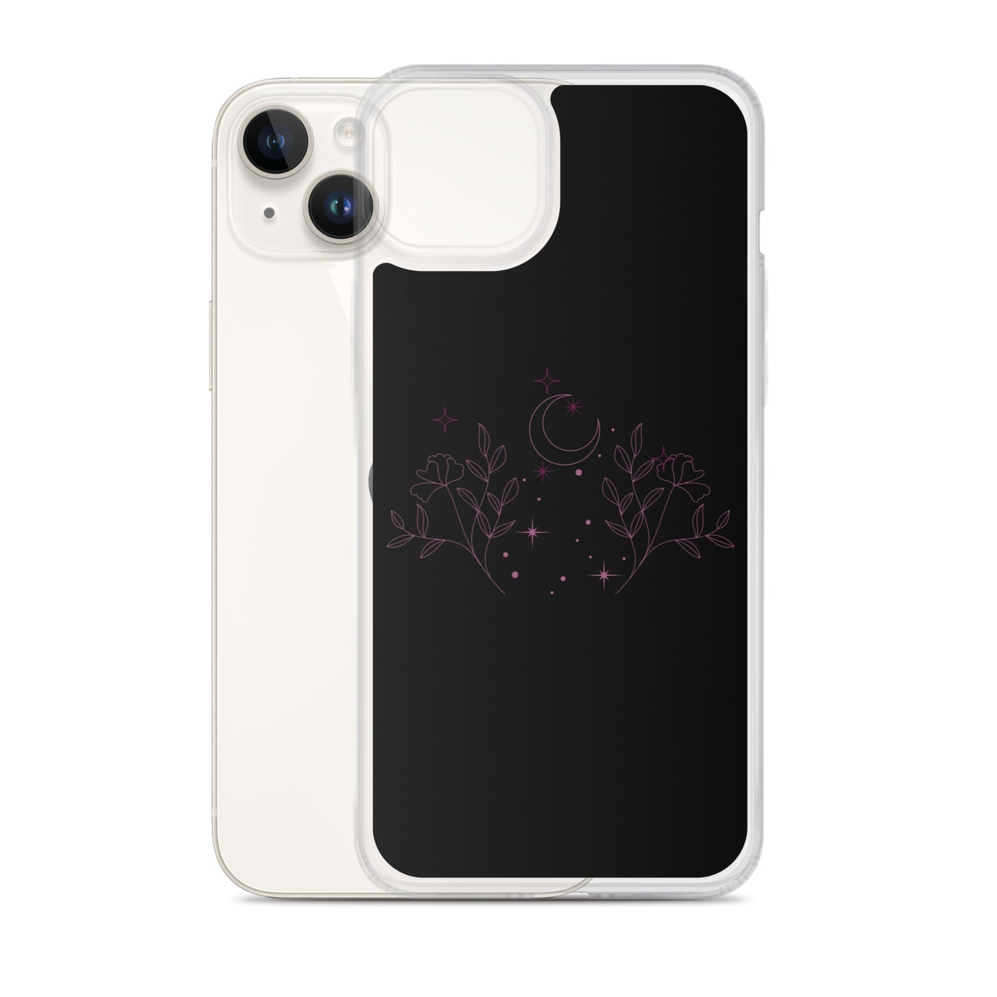 Flower Moon Black Warm Pink Clear Case for iPhone®