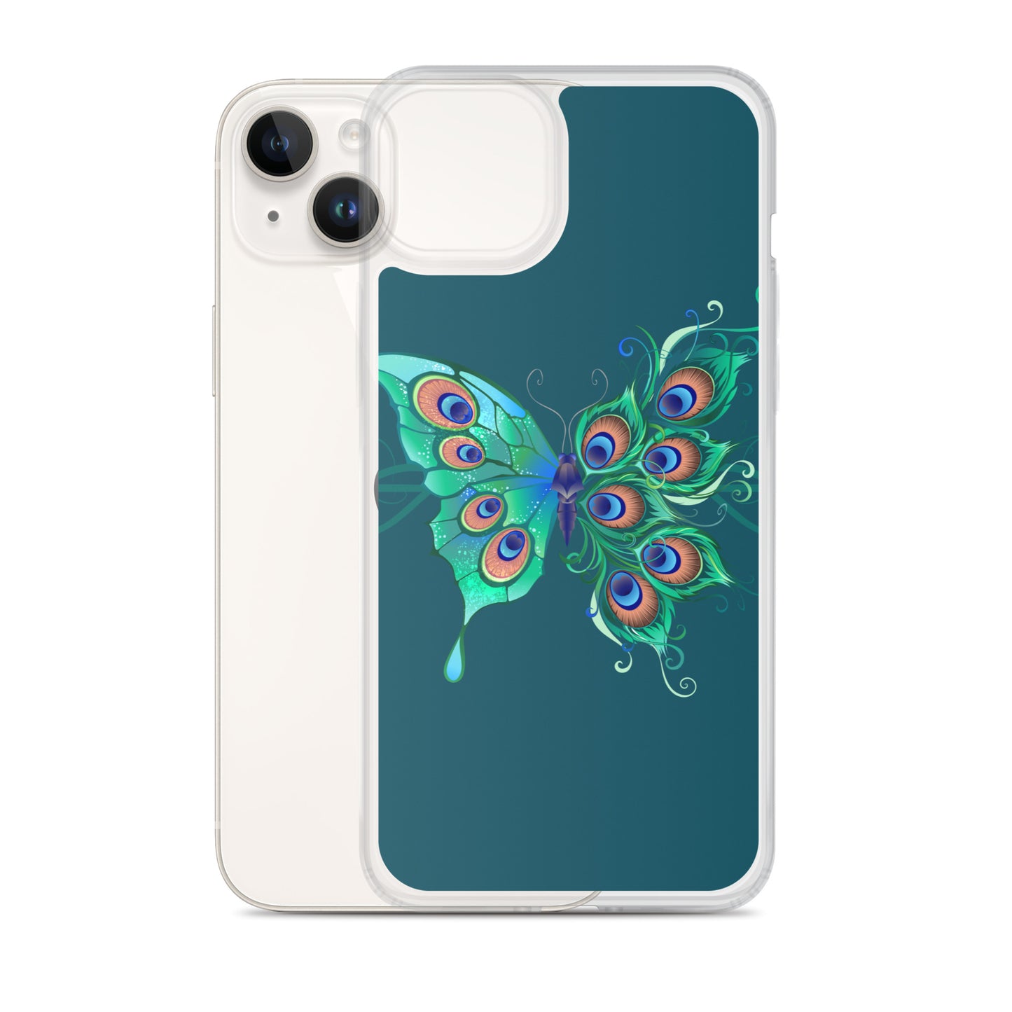 Peacock Butterfly Astronaut Blue Clear Case for iPhone®