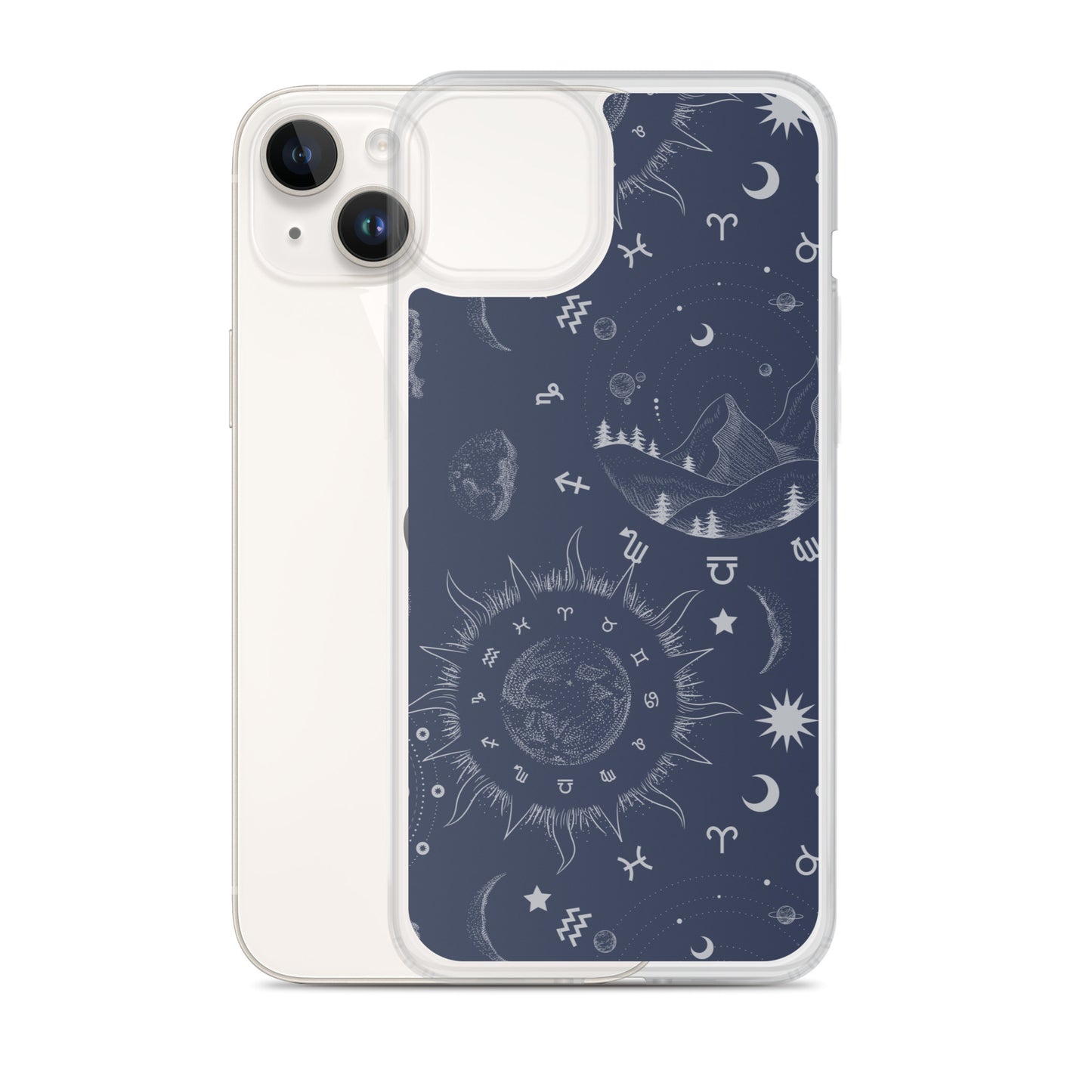 Navy Blue Moon Zodiac Clear Case for iPhone®