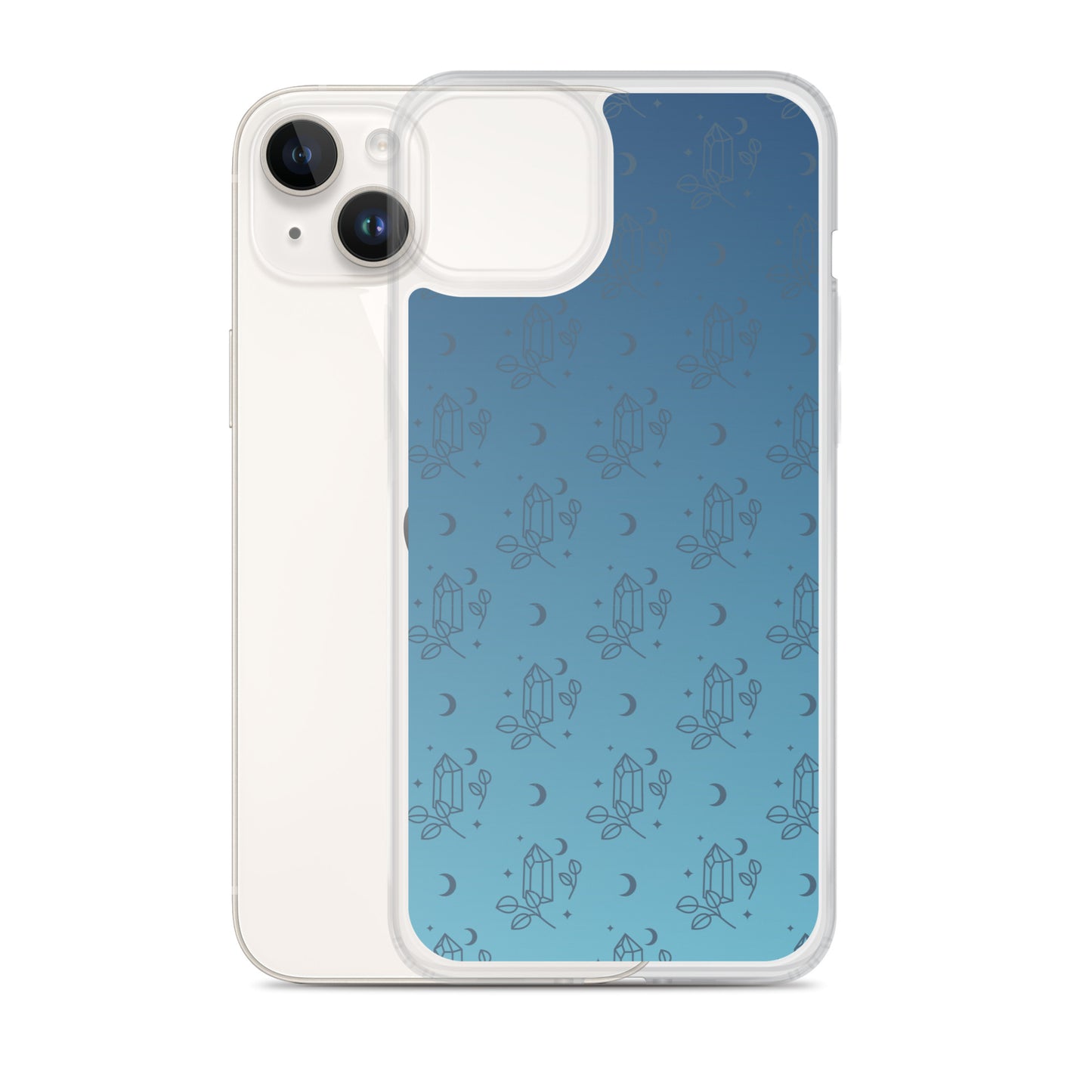 Blue Gradient Crystal Moon Clear Case for iPhone®