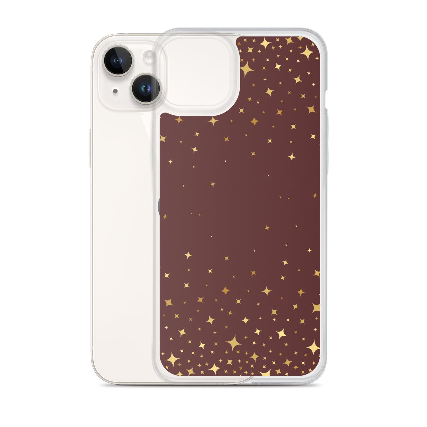 Burgundy Gold Star Clear Case for iPhone®