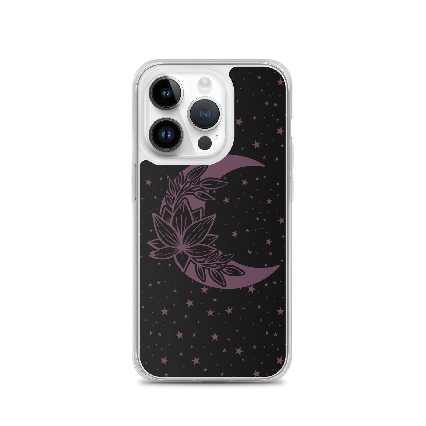 Floral Moon Star Black Purple Play Clear Case for iPhone®