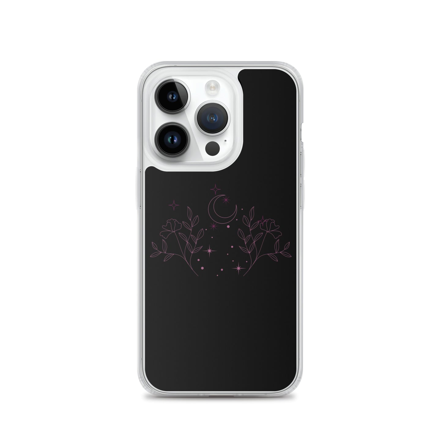 Flower Moon Black Warm Pink Clear Case for iPhone®