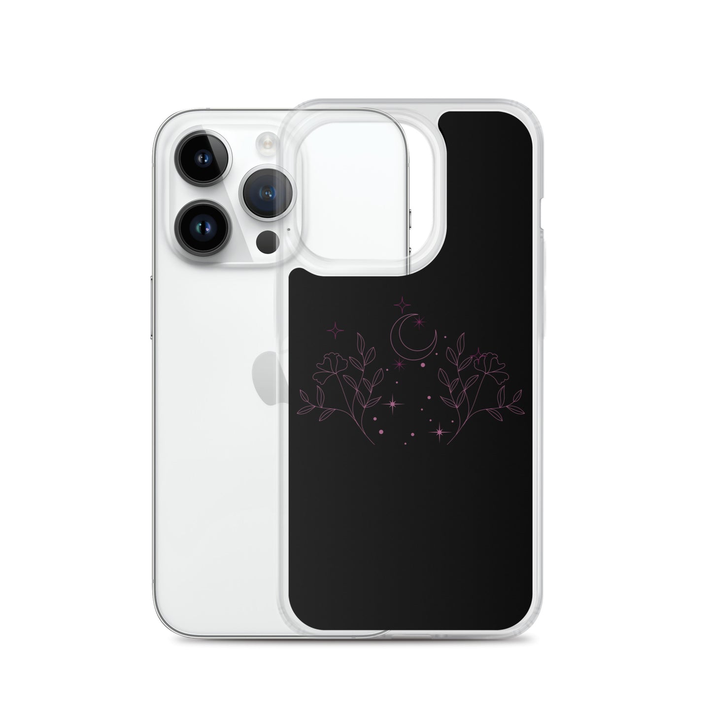 Flower Moon Black Warm Pink Clear Case for iPhone®