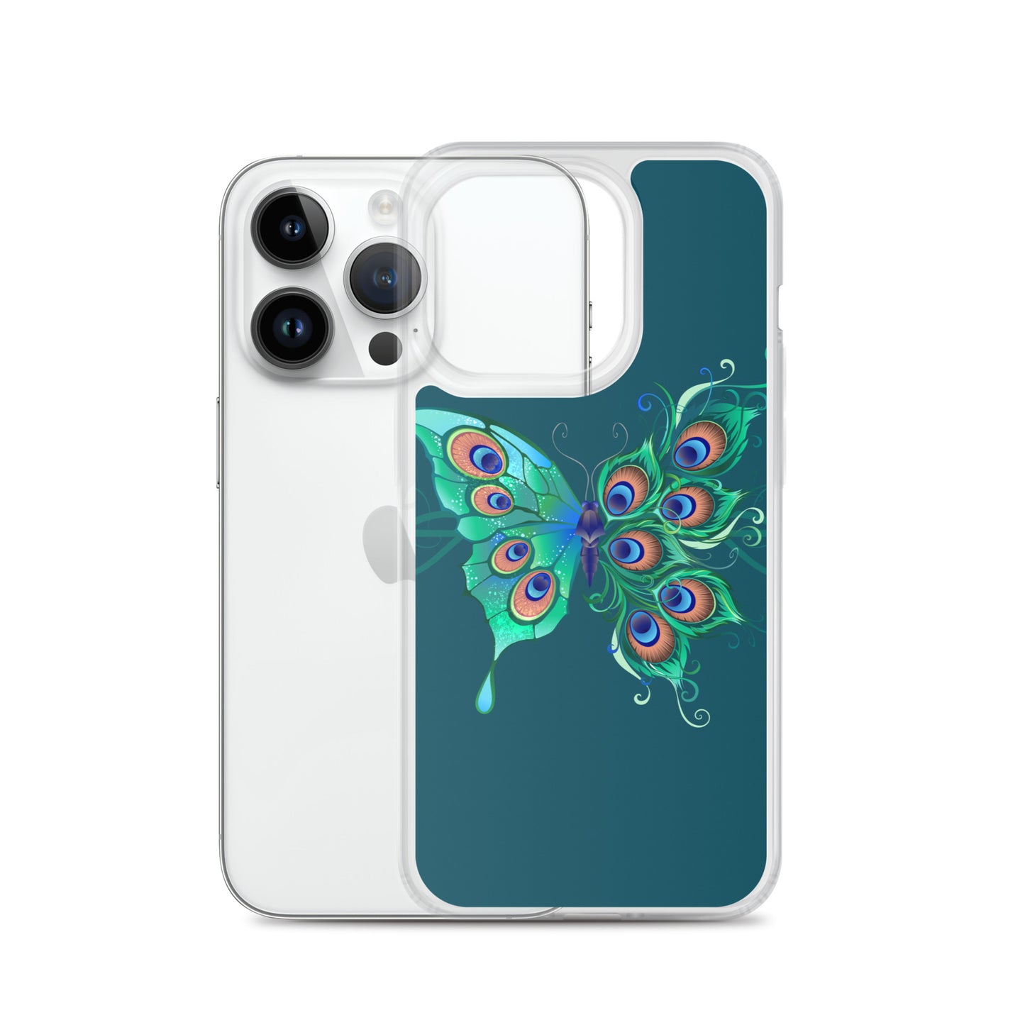 Peacock Butterfly Astronaut Blue Clear Case for iPhone®