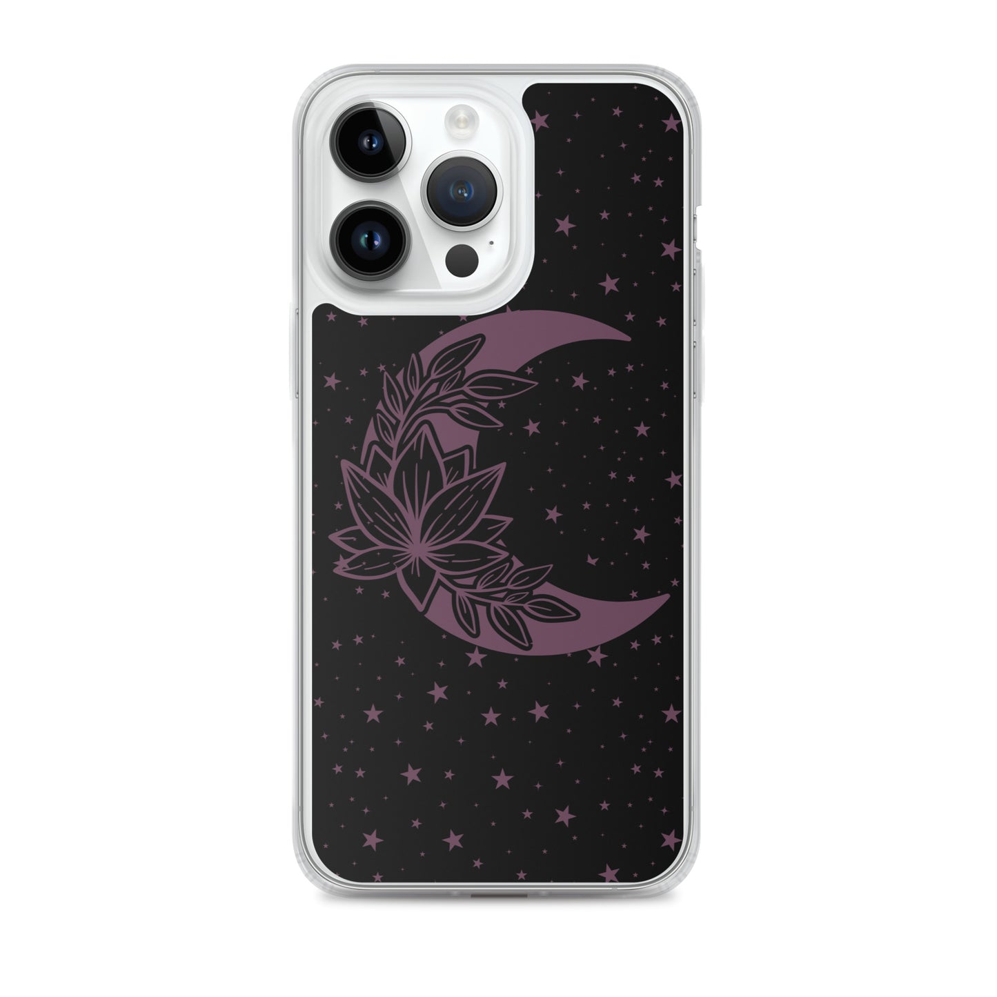 Floral Moon Star Black Purple Play Clear Case for iPhone®