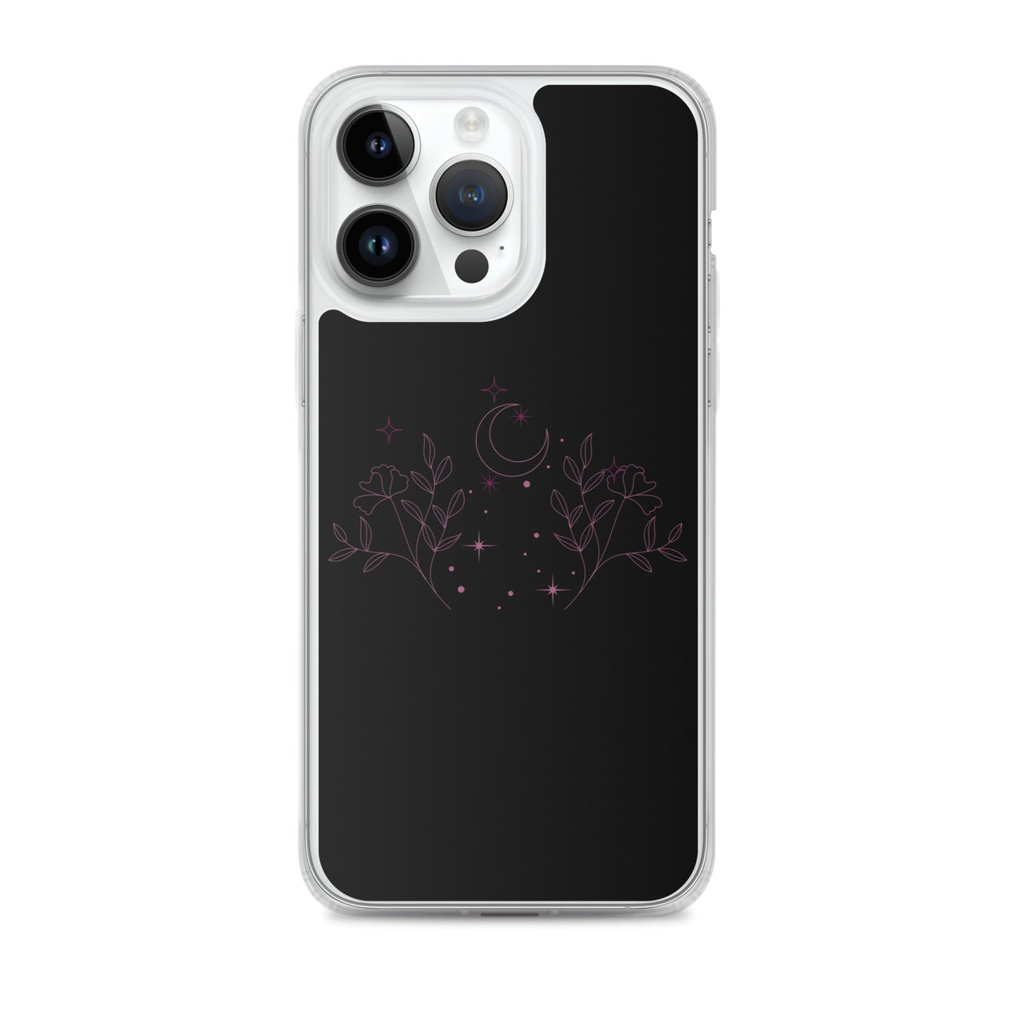 Flower Moon Black Warm Pink Clear Case for iPhone®