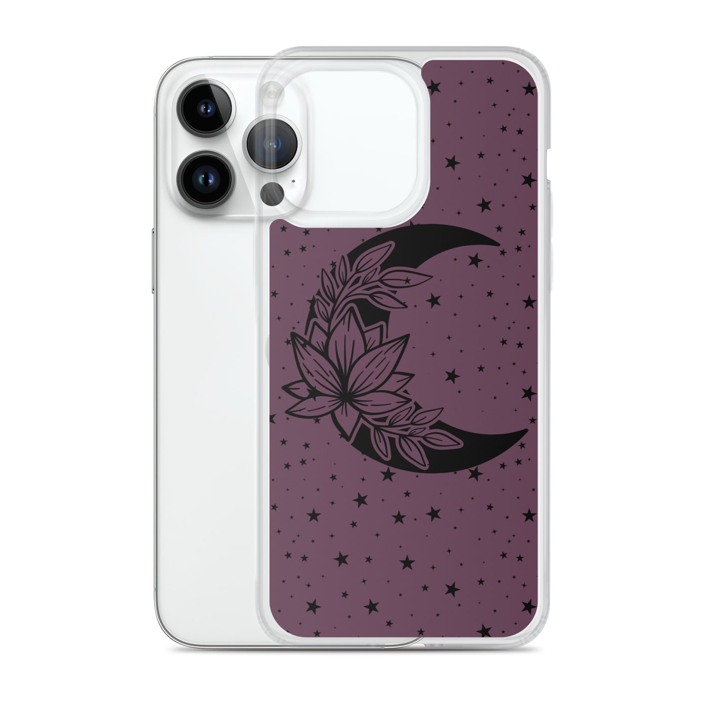 Floral Moon Star Purple Play Clear Case for iPhone®