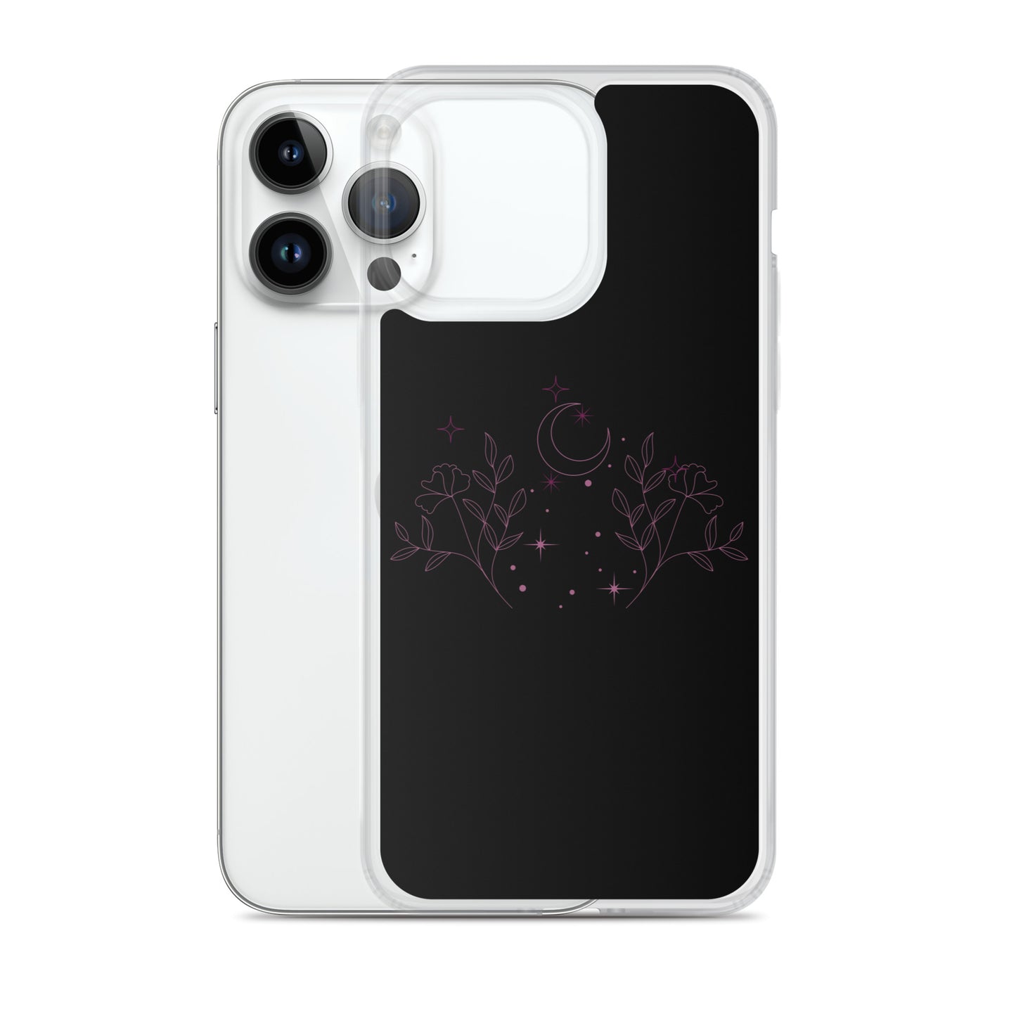 Flower Moon Black Warm Pink Clear Case for iPhone®