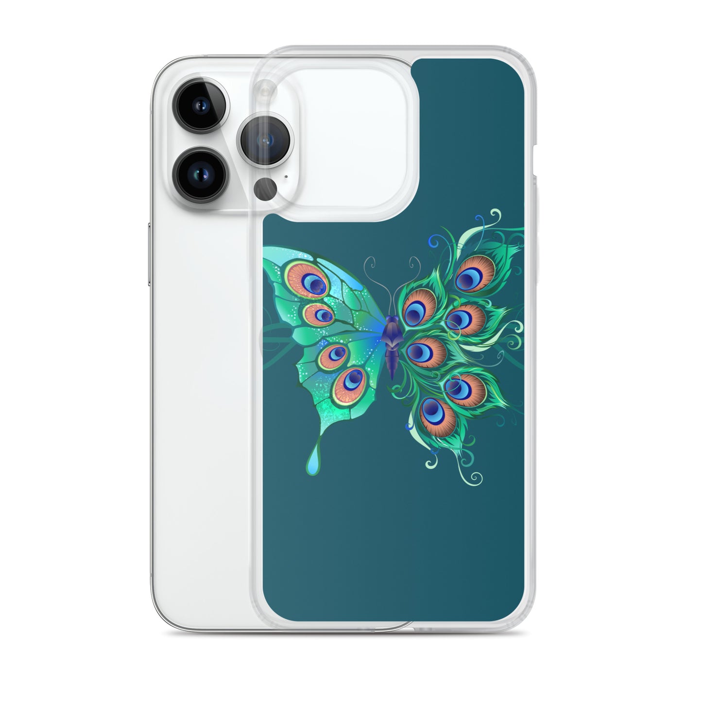 Peacock Butterfly Astronaut Blue Clear Case for iPhone®