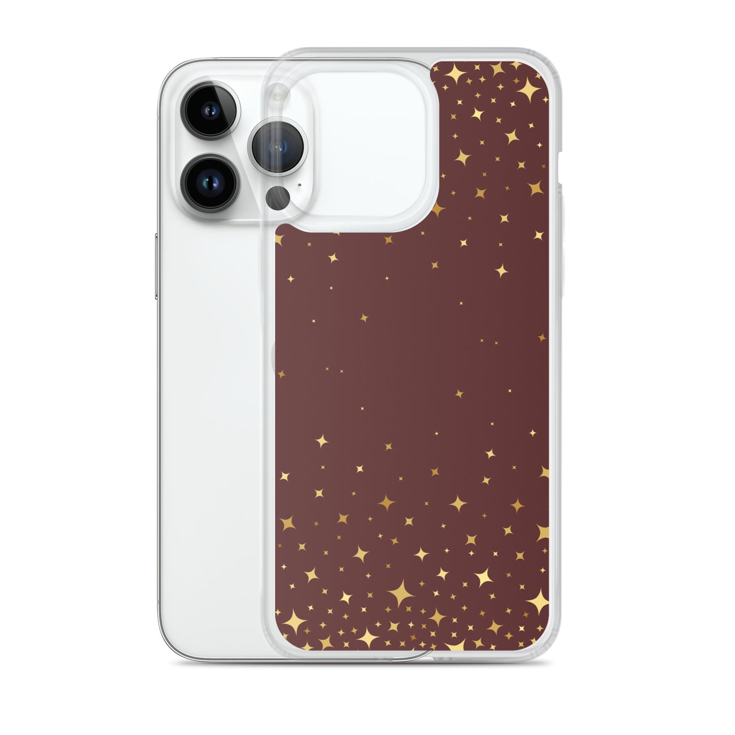 Burgundy Gold Star Clear Case for iPhone®