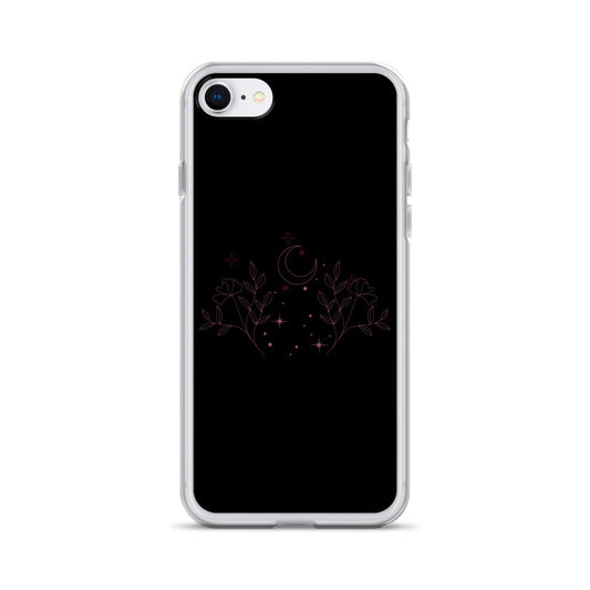 Flower Moon Black Warm Pink Clear Case for iPhone®