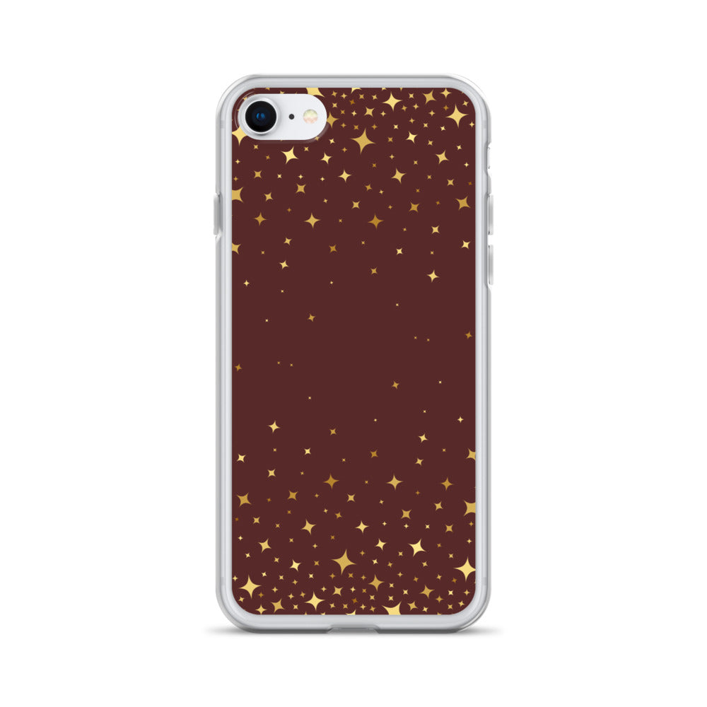 Burgundy Gold Star Clear Case for iPhone®