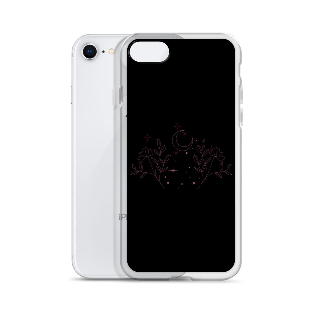 Flower Moon Black Warm Pink Clear Case for iPhone®