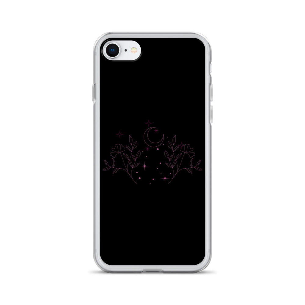 Flower Moon Black Warm Pink Clear Case for iPhone®