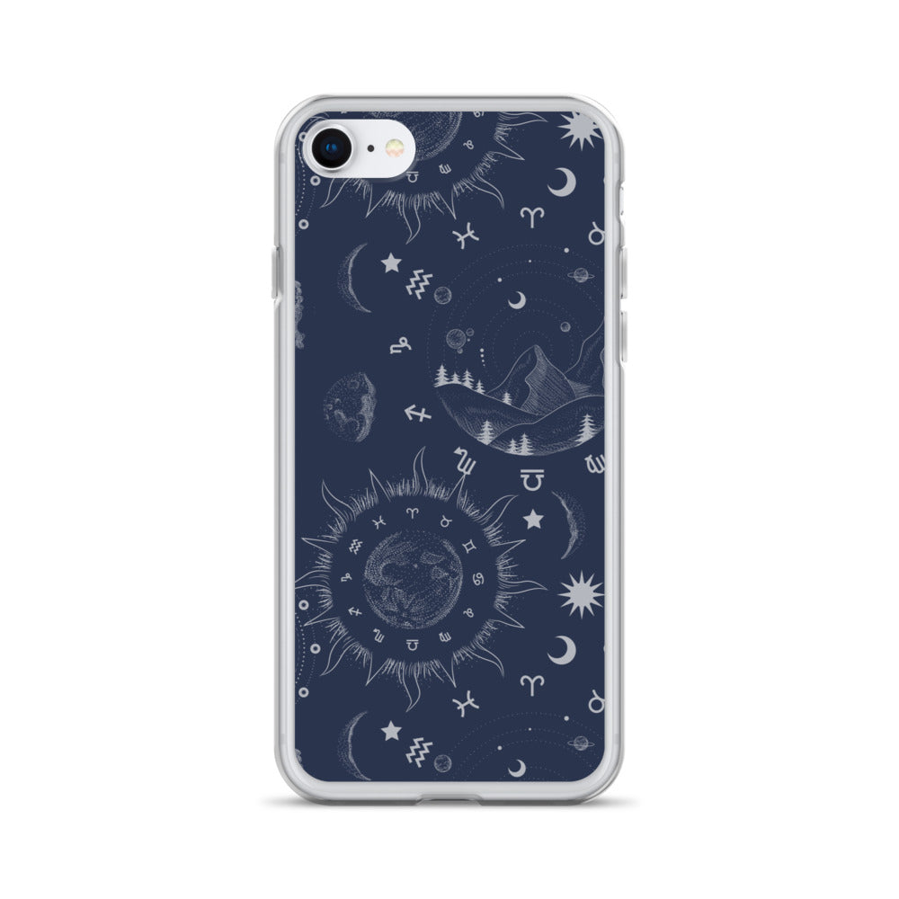 Navy Blue Moon Zodiac Clear Case for iPhone®