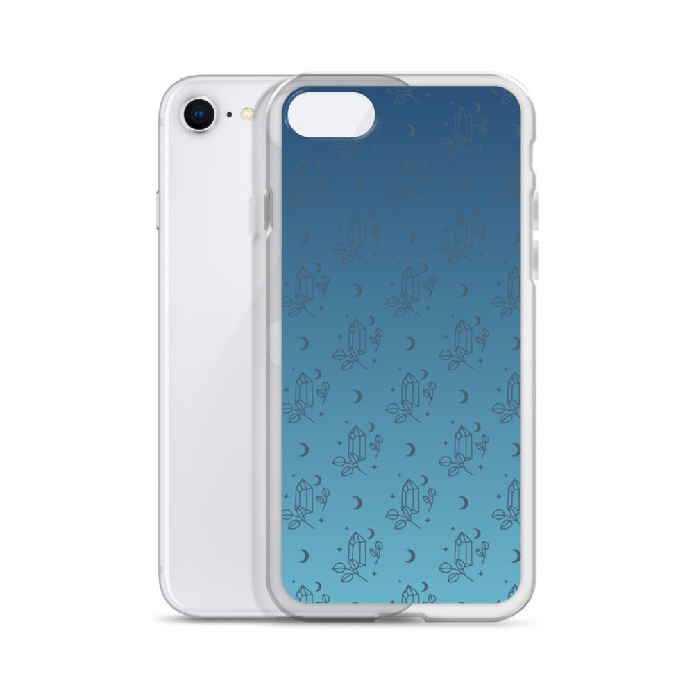 Blue Gradient Crystal Moon Clear Case for iPhone®