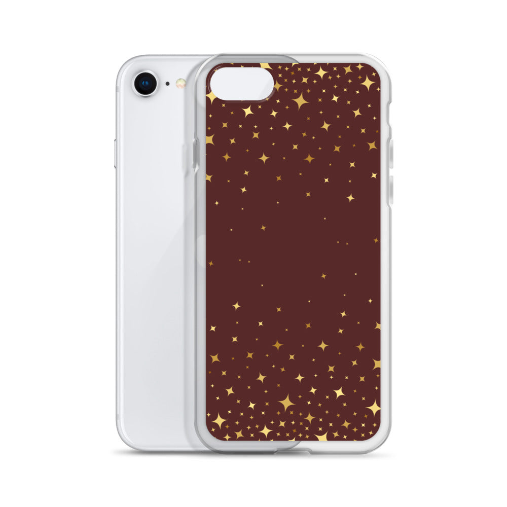 Burgundy Gold Star Clear Case for iPhone®