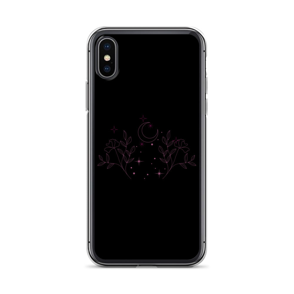 Flower Moon Black Warm Pink Clear Case for iPhone®