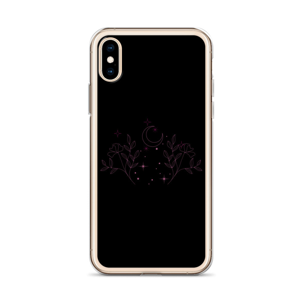 Flower Moon Black Warm Pink Clear Case for iPhone®