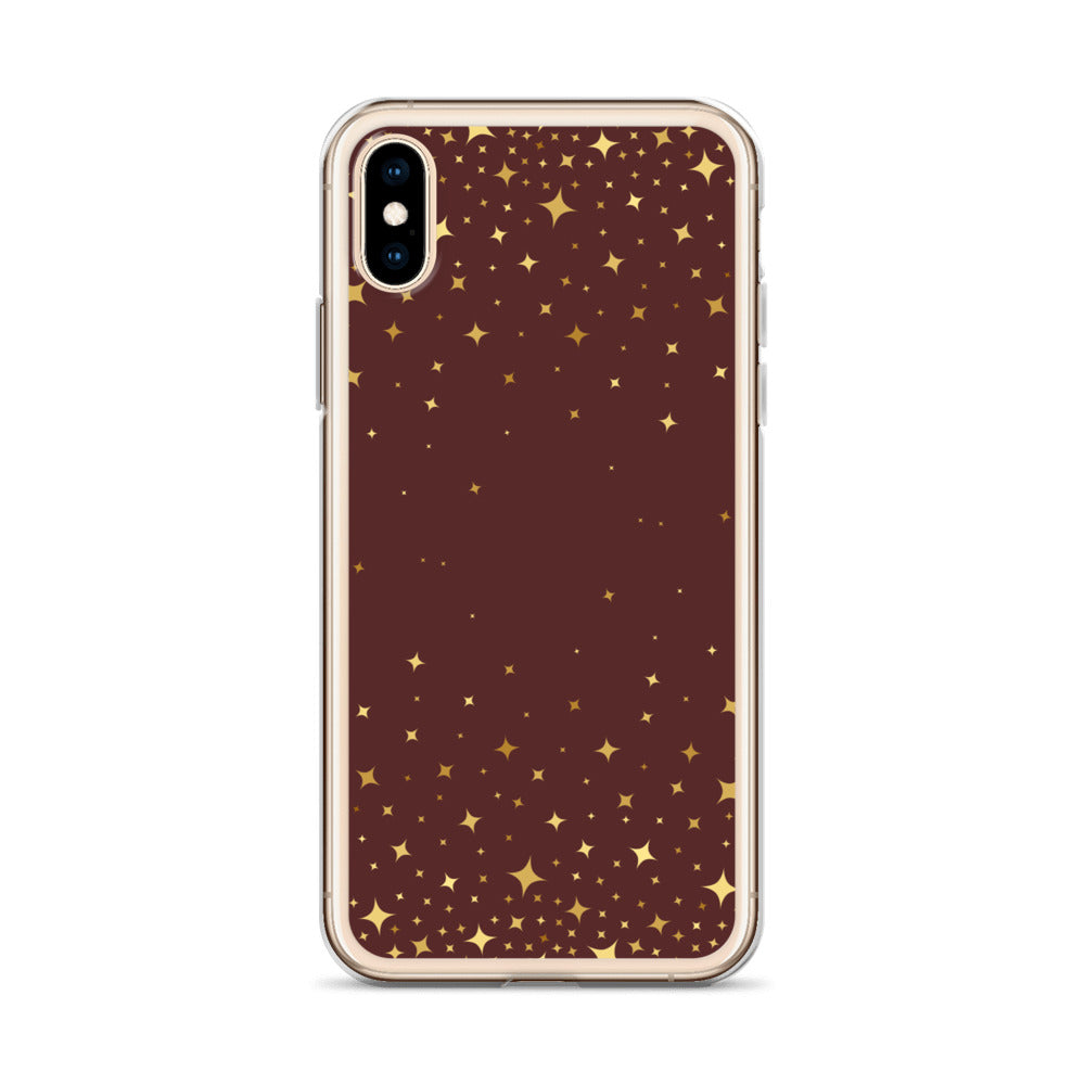 Burgundy Gold Star Clear Case for iPhone®