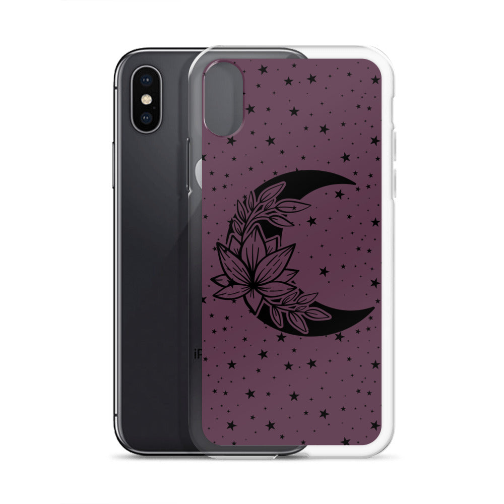 Floral Moon Star Purple Play Clear Case for iPhone®