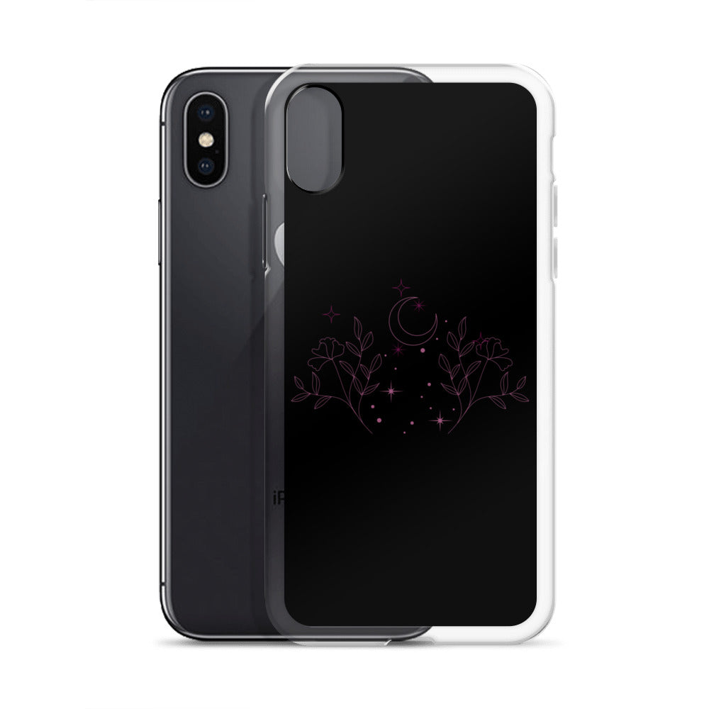 Flower Moon Black Warm Pink Clear Case for iPhone®