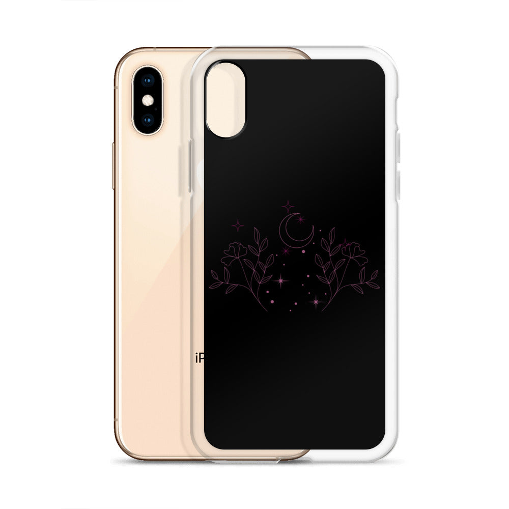 Flower Moon Black Warm Pink Clear Case for iPhone®