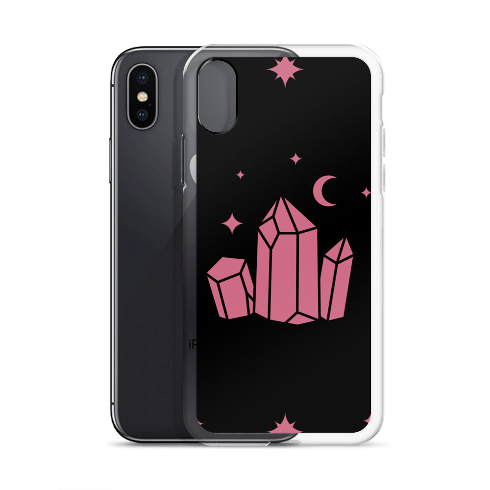 Crystal Star Black Romantic Pink Clear Case for iPhone®