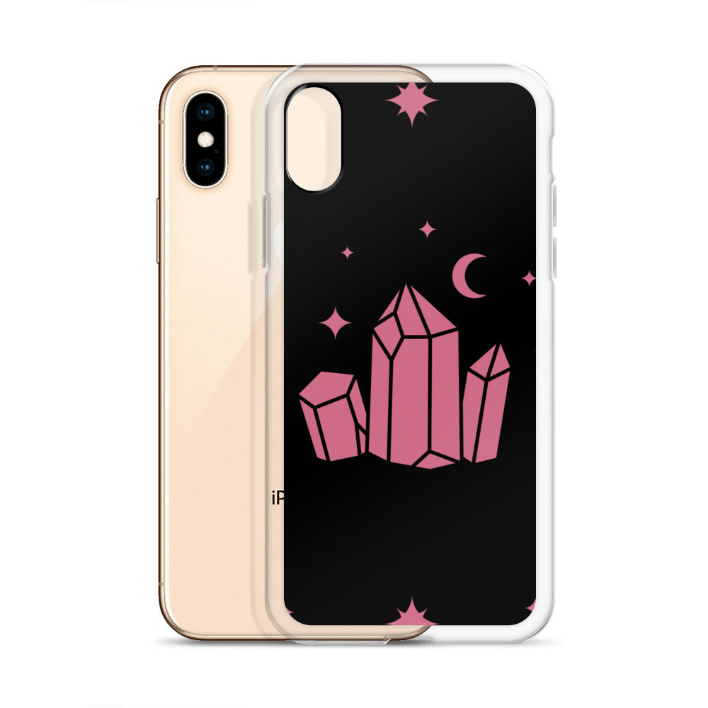 Crystal Star Black Romantic Pink Clear Case for iPhone®