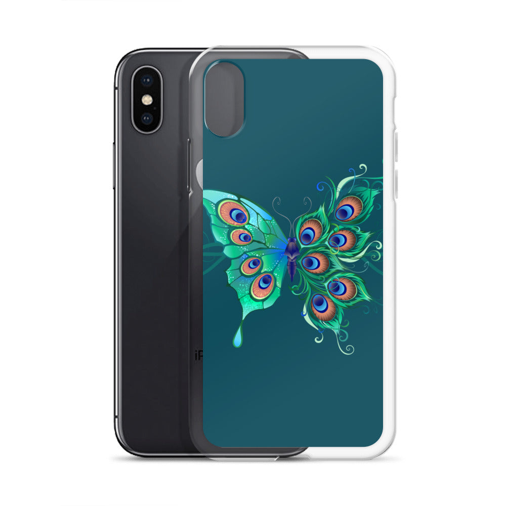 Peacock Butterfly Astronaut Blue Clear Case for iPhone®