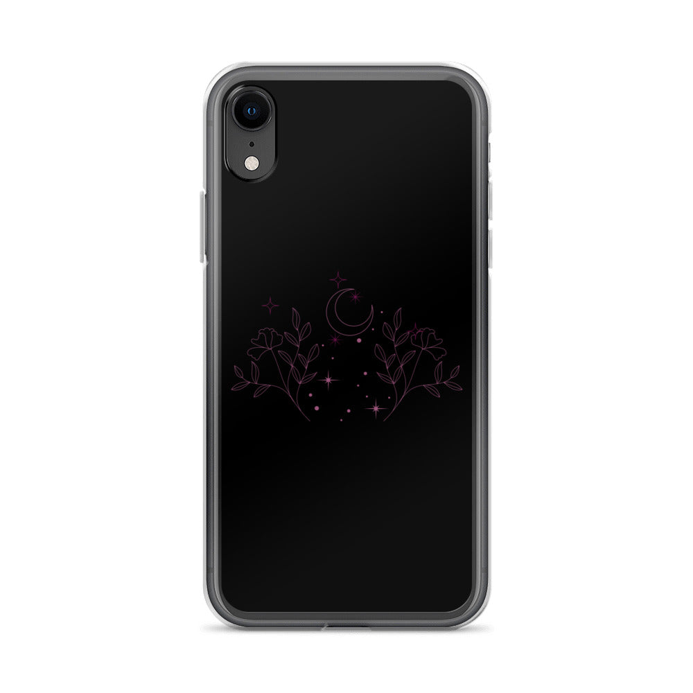 Flower Moon Black Warm Pink Clear Case for iPhone®