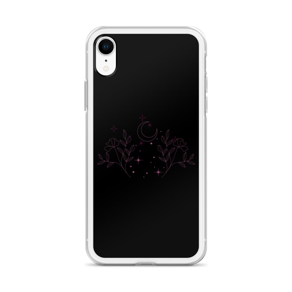 Flower Moon Black Warm Pink Clear Case for iPhone®