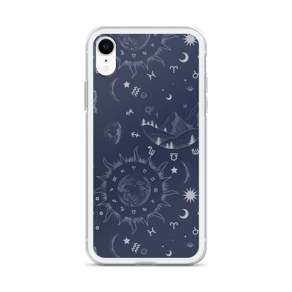 Navy Blue Moon Zodiac Clear Case for iPhone®