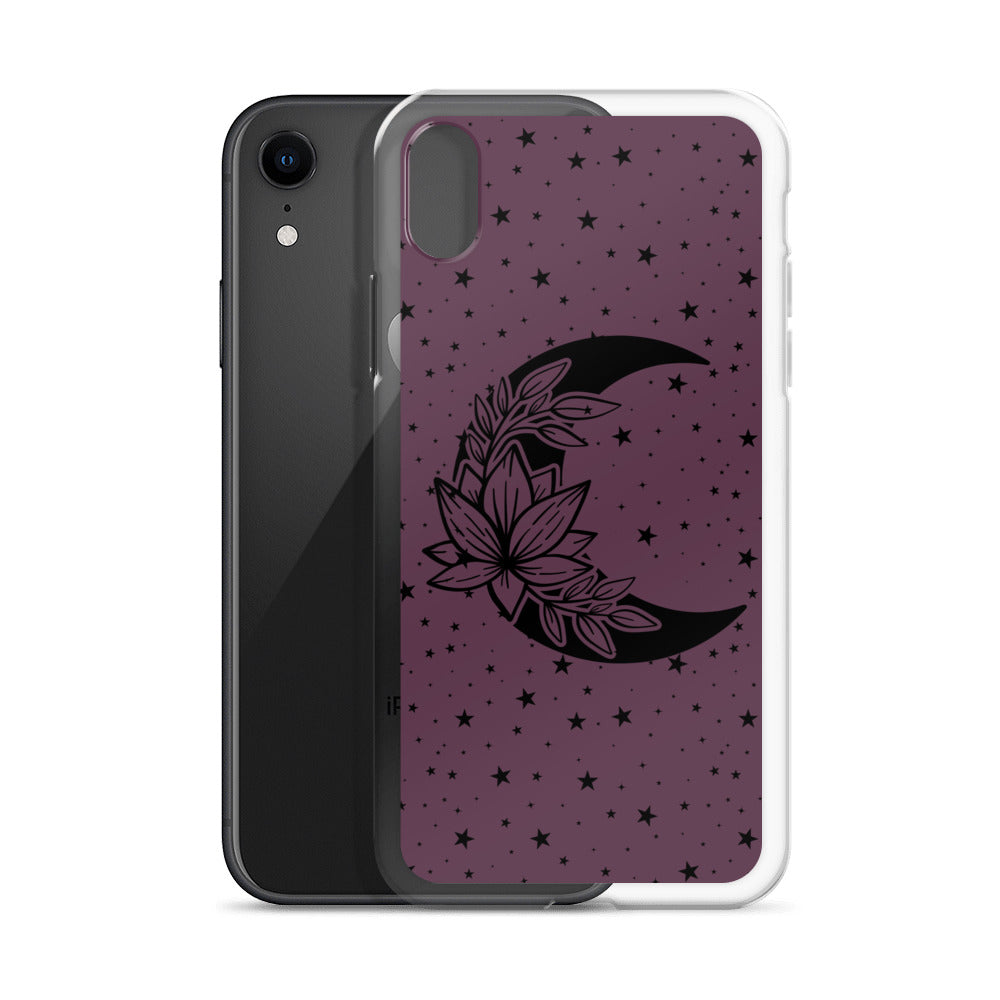 Floral Moon Star Purple Play Clear Case for iPhone®