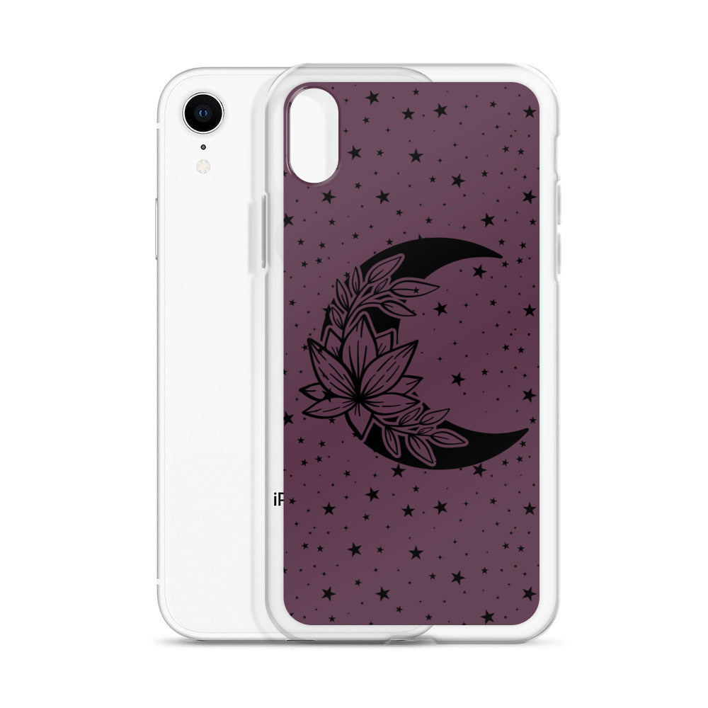 Floral Moon Star Purple Play Clear Case for iPhone®