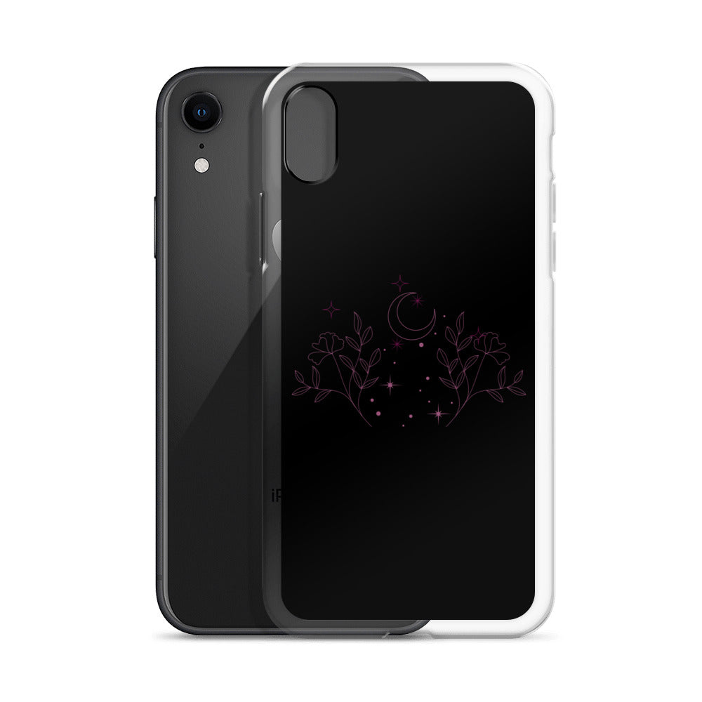 Flower Moon Black Warm Pink Clear Case for iPhone®