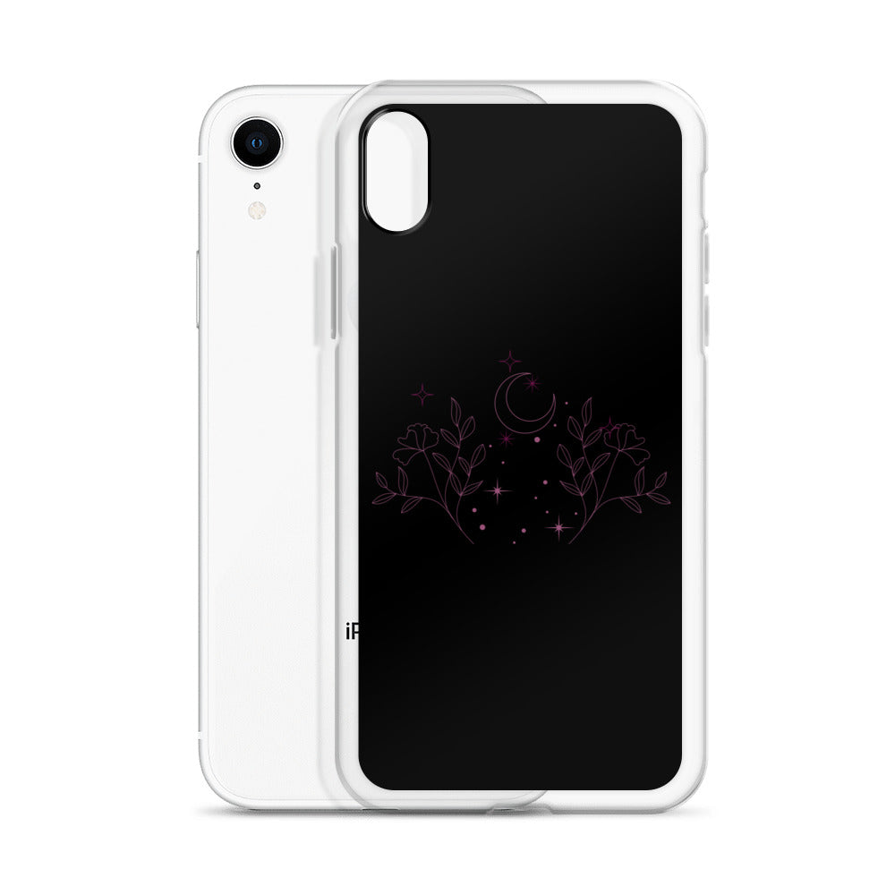 Flower Moon Black Warm Pink Clear Case for iPhone®