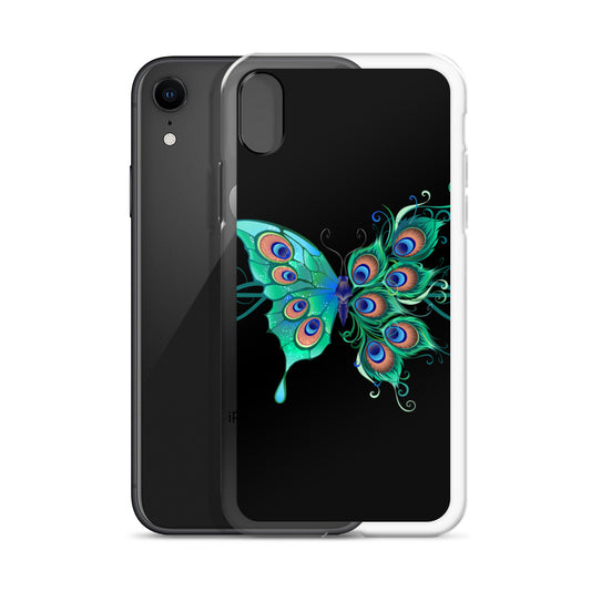 Peacock Butterfly Black Clear Case for iPhone®