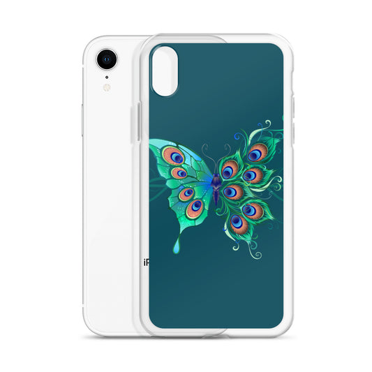 Peacock Butterfly Astronaut Blue Clear Case for iPhone®