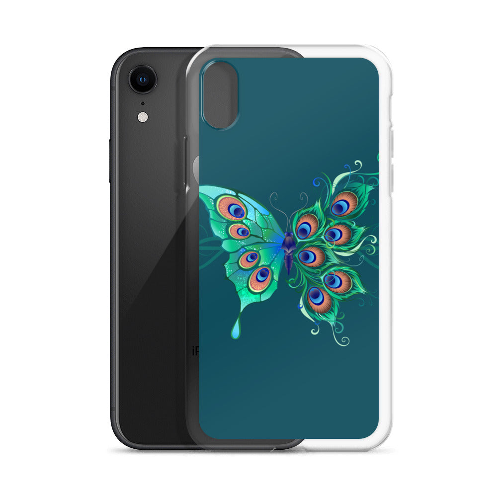 Peacock Butterfly Astronaut Blue Clear Case for iPhone®