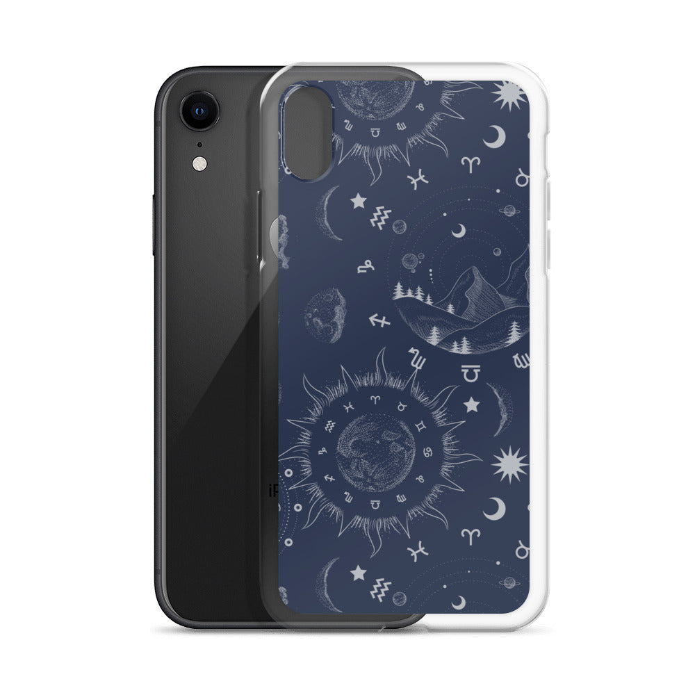 Navy Blue Moon Zodiac Clear Case for iPhone®